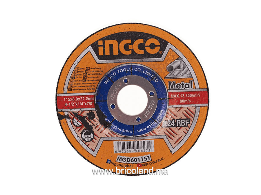 Disque de meulage pour métal 115 x 6.0 x 22.2mm MGD601151 - INGCO-0