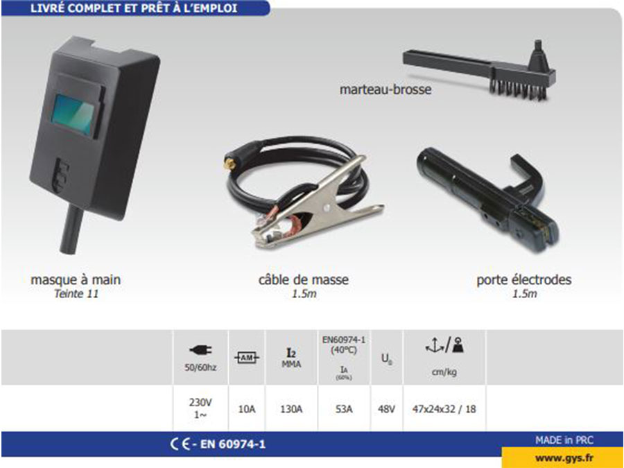 Poste à souder MMA 130A EXPERT130 - GYS-15196