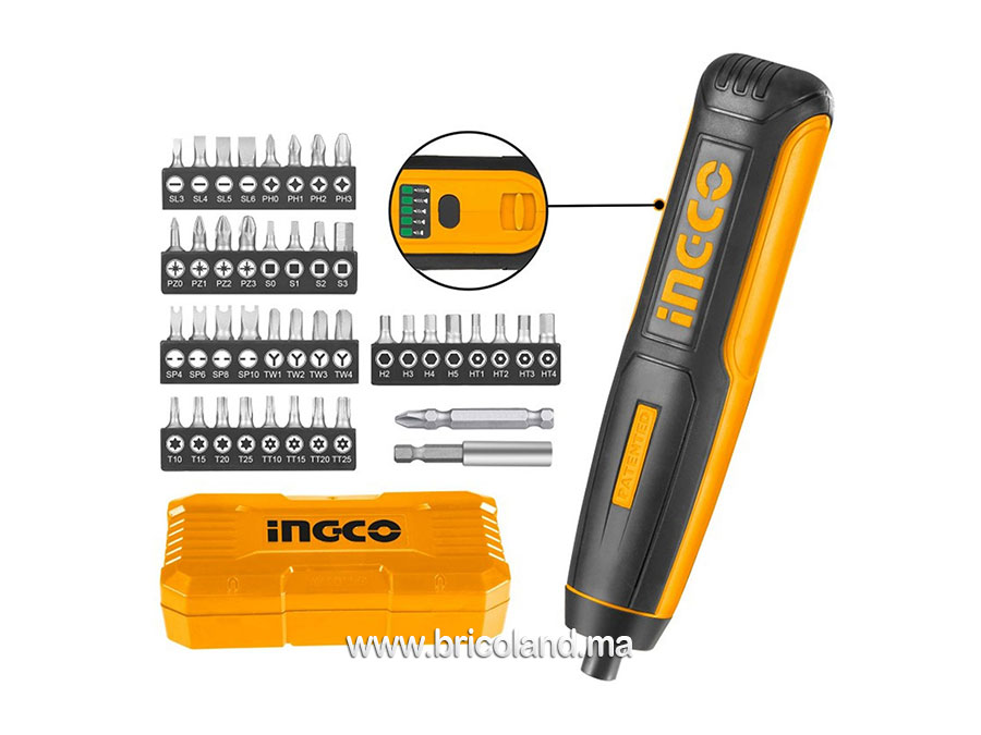 Visseuse électrique rechargeable sans fil 4V Lithium-Ion - INGCO -0