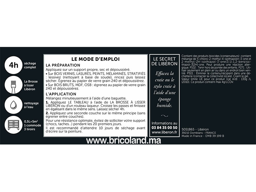 Peinture ardoise Le Tableau noir graphite 0.5L - LIBÉRON-15324