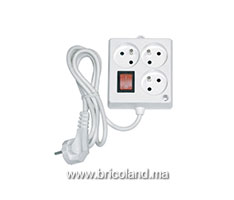 Bloc multiprises carré avec interrupteur (3x2P+T 3m) - INGELEC-thumbnail