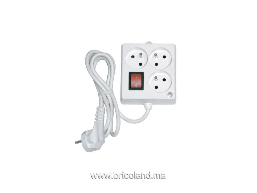 Bloc multiprises carré avec interrupteur (3x2P+T 3m) - INGELEC-0