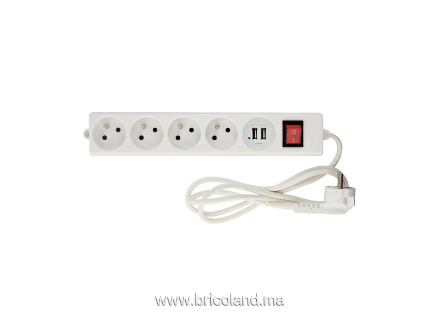 Bloc multiprise avec ports USB 1.5m (4x2P+T) - INGELEC-0