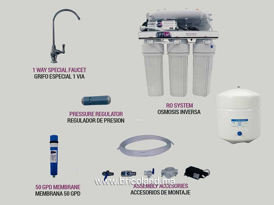 Osmose inversé domestique complet + pompe Booster + Pack filtre gratuit Optima-16101