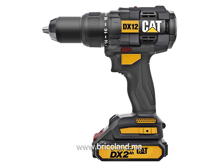Perceuse-visseuse sans fil professionnelle 2 batteries Li-ion 18Volt/2.0Ah - DX12 - CATERPILLAR-16167