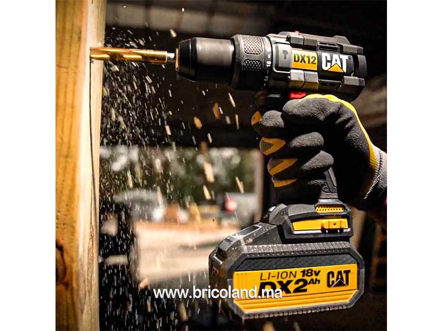 Perceuse-visseuse sans fil professionnelle 2 batteries Li-ion 18Volt/2.0Ah - DX12 - CATERPILLAR-16166