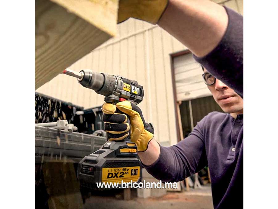 Perceuse-visseuse sans fil professionnelle 2 batteries Li-ion 18Volt/2.0Ah - DX12 - CATERPILLAR-16165
