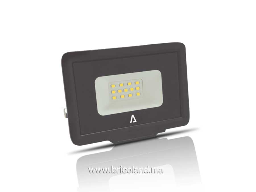 Projecteur LED SLIM SMD 10W IP65 5000K 800LM NOIR - VITO-0