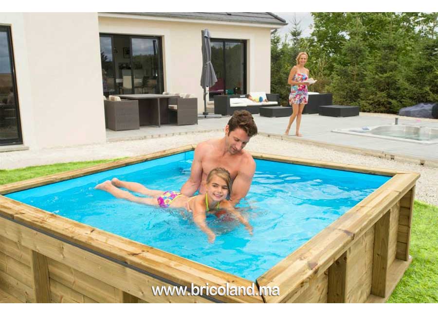 Piscine Bois PISTOCHE 2X2m avec Filtration et Couverture-17468
