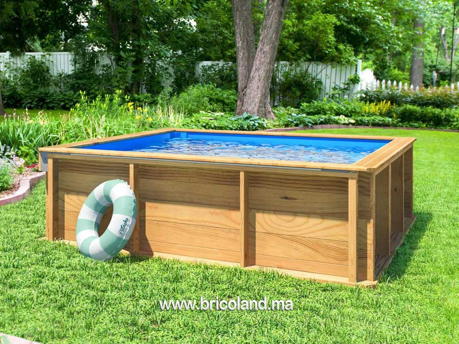 Piscine Bois PISTOCHE 2X2m avec Filtration et Couverture-0