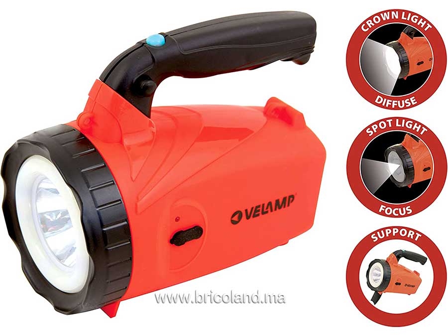 Lampe torche à main rechargeable 5W IR558 Velamp -16816