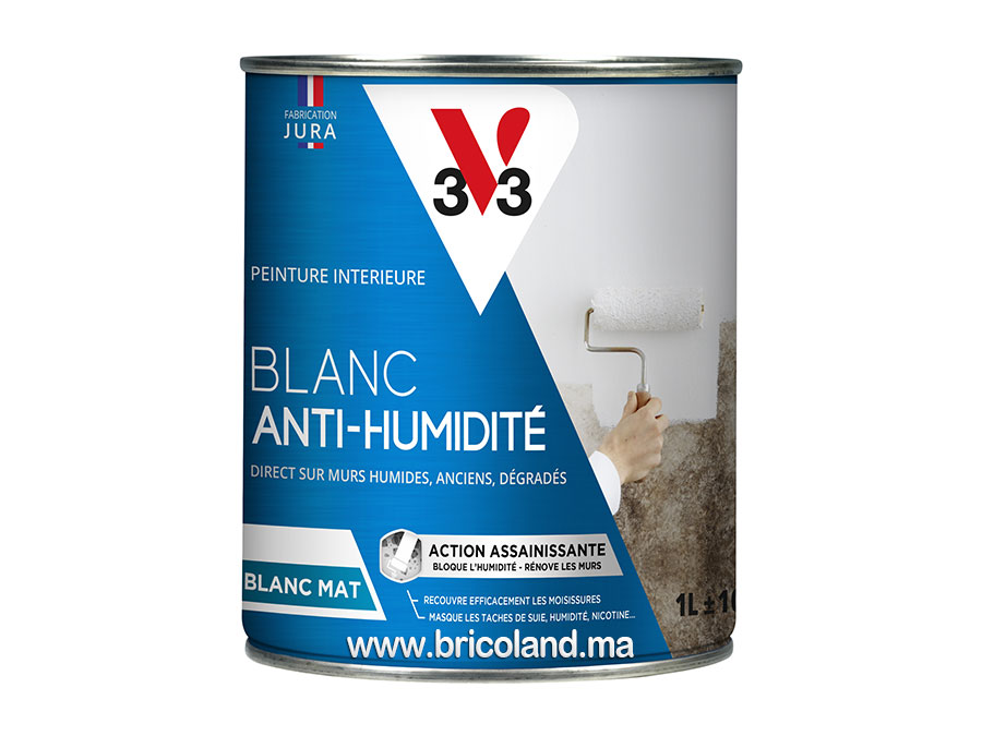 Peinture Multi-Matériaux Anti-humidité 1L Blanc Mat - V33-0