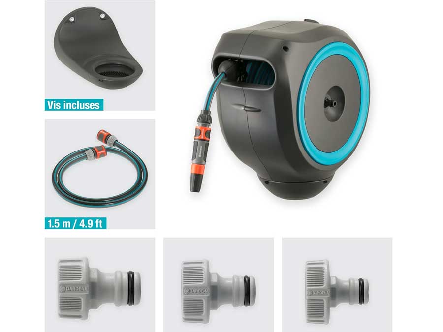 Dévidoir automatique mural RollUp S 15 m - GARDENA-17273