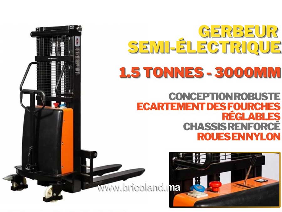 Gerbeur semi-électrique 1500kg - 3000mm - NOBLELIFT-0