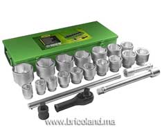 Coffret Métallique 22 Pièces Douilles HEXAGONALES ZINGUÉES DE 1" - 51616 JBM-thumbnail