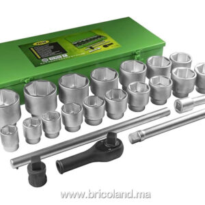 Coffret Métallique 22 Pièces Douilles HEXAGONALES ZINGUÉES DE 1" - 51616 JBM-0
