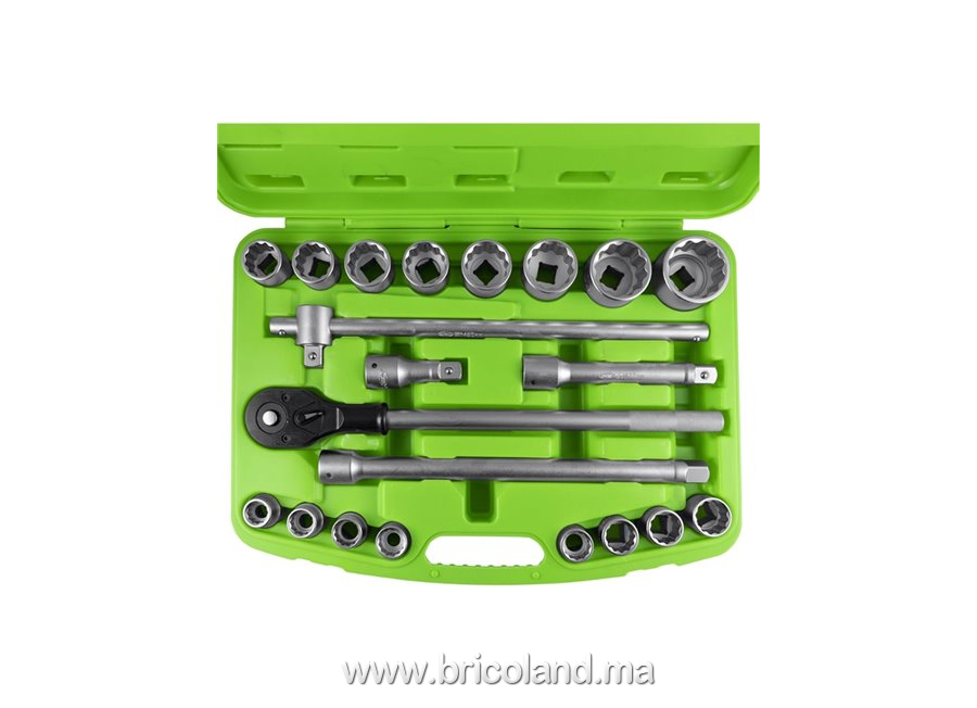 Coffret 21 Pièces Douilles 3/4" 12-LAMES ZINGUÉES - 53728 JBM-0