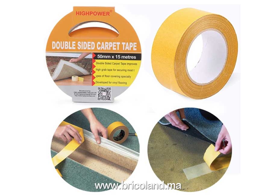 Ruban adhésif double faces pour tapis et moquettes 15m - 50mm - HIGH POWER -0