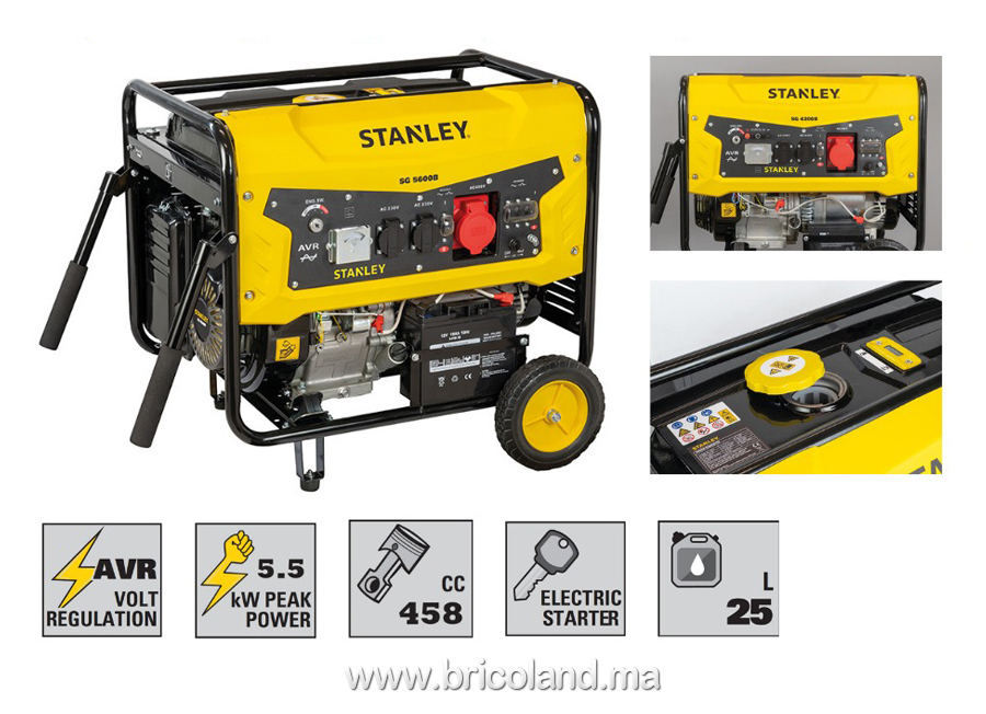 Groupe électrogène essence monophasé SG 5600B-1 5,0 kW avec carte AVR - STANLEY-0