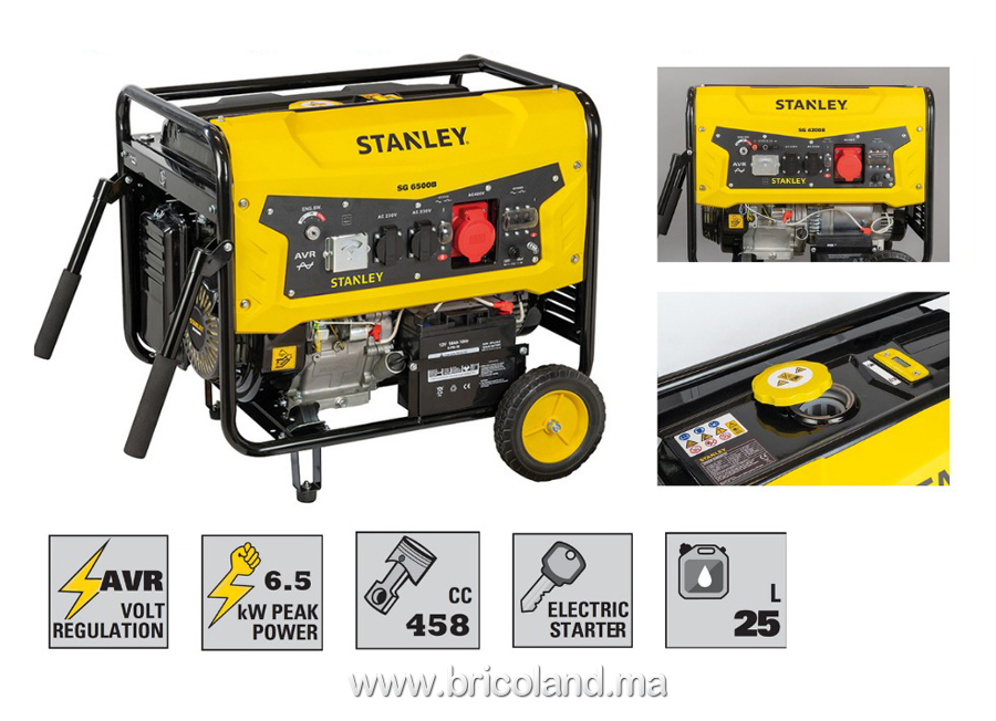 Groupe électrogène essence monophasé SG6500B-1 6,0 kW avec carte AVR - STANLEY-0