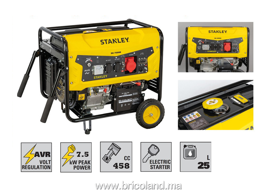 Groupe électrogène essence monophasé SG7500B-1 7,0 kW avec carte AVR - STANLEY-0